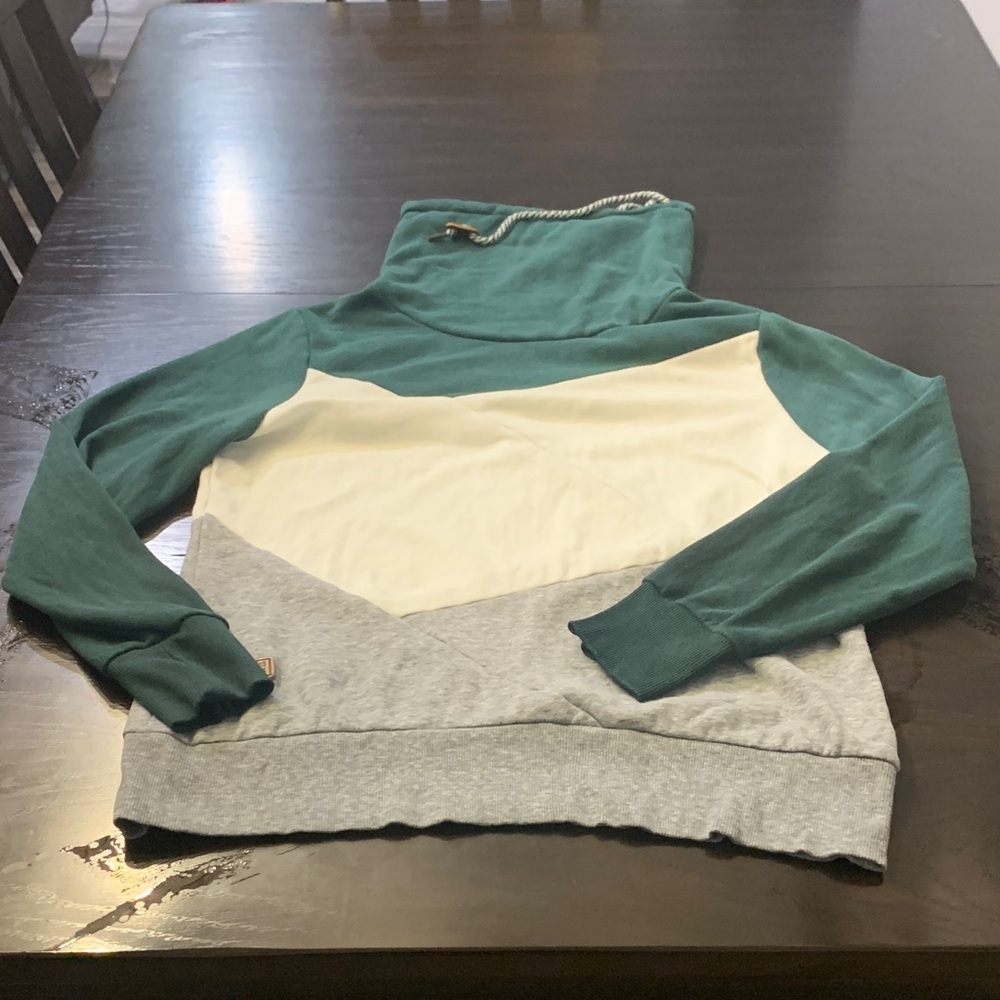 Twik Colorblock Turtleneck Sweater - Green, Cream, White